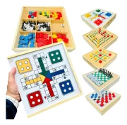 Jogo 5 Em 1 Grande Xadrez Dama Ludo Trilha Velha Toy Trade