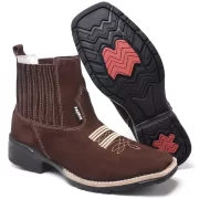 Bota Texana Country Bico Quadrado Em couro Botina Rodeio Masculina - Imagem 4