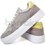 Tênis Feminino Casual em Verniz e Camurça Moderno e Confortável Bege