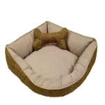 Cama Pet de Canto Luna Extra Grande Quadrada Impermeável Avelã e Cacau