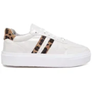 Tênis Feminino Estiloso em Verniz Sola Alta Moderno Confortável Off White - Imagem 4