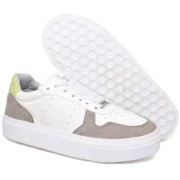 Tênis Feminino Casual em Verniz e Camurça Moderno e Confortável - Branco - Imagem 2