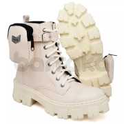 Bota Coturno Feminina Tratorada Flatform Cano Curto Modelo Outono Inverno Classico Com Bag Dudadias