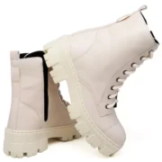 Bota Coturno Feminina Tratorada Flatform Cano Curto Modelo Outono Inverno Classico - Imagem 9