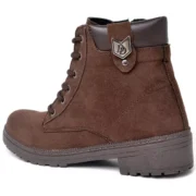 Bota Coturno Feminina Tratorada Flatform Couro Sintético Camurça Modelo Outono Inverno Casual - Imagem 10