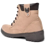 Bota Coturno Feminina Tratorada Flatform Couro Sintético Camurça Modelo Outono Inverno Casual - Imagem 15