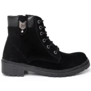 Bota Coturno Feminina Tratorada Flatform Couro Sintético Camurça Modelo Outono Inverno Casual - Imagem 6