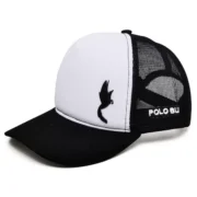 Boné Trucker Casual Aba Curva Ajustável com Telinha Preto e o Branco - Imagem 3