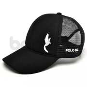 Boné Trucker Casual Aba Curva Ajustável com Telinha Preto e o Branco