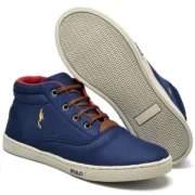 Tênis Casual Masculino Menino Garoto Cano Alto Botinha Polo Blu Escola Tendencia - Imagem 4