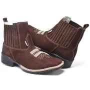 Bota Texana Country Bico Quadrado Em couro Botina Rodeio Masculina - Imagem 5