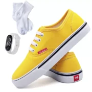 Tênis Feminino Leve Casual de Amarrar Cano Baixo Confortável com Relógio Digital e Meia - Imagem 5