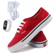 Tênis Feminino Leve Casual de Amarrar Cano Baixo Confortável com Relógio Digital e Meia - Imagem 4