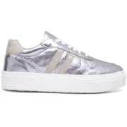 Tênis Feminino Estiloso em Verniz Sola Alta Moderno Confortável Prata - Imagem 5