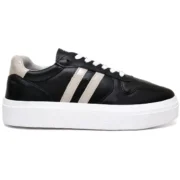 Tênis Feminino Estiloso em Verniz Sola Alta Moderno Confortável Preto - Imagem 4