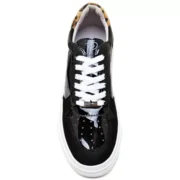 Tênis Feminino Casual em Verniz e Camurça Moderno e Confortável Preto - Imagem 5