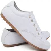 Tenis Feminino Mocassim Confortavel Couro Ecologico Casual Dia a Dia - Imagem 7