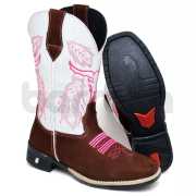 Botina Texana Feminina em Cano Alto em Sintético e Couro e Country