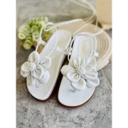 Sandália Papete Feminina de Amarração com Flor Podlinda - Imagem 3