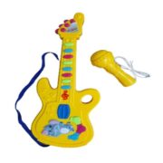 GUITARRA INFANTIL ELETRICA COM MICROFONE KARAOKE SOM E LUZ MUSICAL BEBE CRIANÇA - Imagem 3
