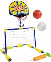 TABELA BASQUETE FLUTUANTE TRAVE GOL CESTA AQUATICA 2 EM 1 PISCINA GOLZINHO BOIA COM BOLA E BOMBA JOGO INFANTIL AGUA - Imagem 2
