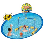 TABELA BASQUETE FLUTUANTE TRAVE GOL CESTA AQUATICA 2 EM 1 PISCINA GOLZINHO BOIA COM BOLA E BOMBA JOGO INFANTIL AGUA - Imagem 3