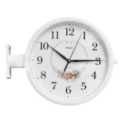 RELOGIO DE PAREDE DUPLA FACE VINTAGE ESTAÇAO DE TREM DECORATIVO RETRO BRANCO LUXO - Imagem 2