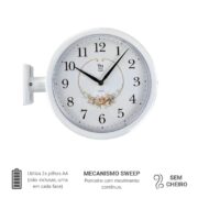 RELOGIO DE PAREDE DUPLA FACE VINTAGE ESTAÇAO DE TREM DECORATIVO RETRO BRANCO LUXO - Imagem 3