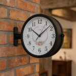 RELOGIO DE PAREDE DUPLA FACE VINTAGE ESTAÇAO DE TREM DECORATIVO RETRO PRETO LUXO