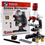 KIT MICROSCOPIO ESTUDANTIL AUMENTO 100X 400X 1200X LED COM ACESSORIOS LABORATORIO INFANTIL