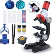 KIT MICROSCOPIO ESTUDANTIL AUMENTO 100X 400X 1200X LED COM ACESSORIOS LABORATORIO INFANTIL - Imagem 6