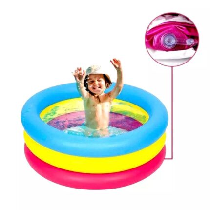 PISCINA INFLÁVEL INFANTIL REDONDA 66 LITROS 3 ANÉIS COLORIDA BEBÊ BANHO VERÃO