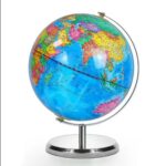 GLOBO TERRESTRE GIRATORIO POLITICO MAPA MUNDI GRANDE 22CM BASE ALUMINIO ESCOLAR ESTUDO DECORACAO DE MESA VINTAGE LUXO