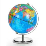 GLOBO TERRESTRE GIRATORIO POLITICO MAPA MUNDI GRANDE 22CM BASE ALUMINIO ESCOLAR ESTUDO DECORACAO DE MESA VINTAGE LUXO