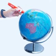 GLOBO TERRESTRE GIRATORIO POLITICO MAPA MUNDI GRANDE 22CM BASE ALUMINIO ESCOLAR ESTUDO DECORACAO DE MESA VINTAGE LUXO - Imagem 2