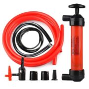 KIT BOMBA SUCCAO LIQUIDOS GASOLINA OLEO COMBUSTIVEIS COM INFLADOR DE AR ENCHE BOLAS PNEU TRANSFERENCIA MANUAL SUGADOR MULTIUSO MANGUEIRA EXTRATOR - Imagem 2