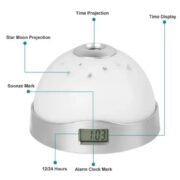 RELOGIO PROJETOR LUMINARIA CEU ESTRELADO DESPERTADOR INFANTIL ABAJUR LUZ NOTURNA ASTRONAUTA GALAXIA LED - Imagem 2