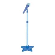 KIT MICROFONE GUITARRA INFANTIL ROCK STAR AMPLIFICADOR MUSICAL PEDESTAL KARAOKE MP3 CELULAR AZUL MENINO - Imagem 3