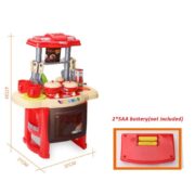 COZINHA INFANTIL GRANDE COMPLETA SOM LUZ TORNEIRA COM AGUA MINI MERCADO PANELAS TALHERES PROFISSIONAL - Imagem 5