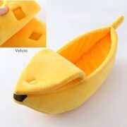 CAMA PET CASINHA CACHORRO GATO IGLU CAMINHA DORMIR PEQUENA BANANA PELUCIA ALMOFADA PORTATIL CAES TOCA VIAGEM PASSEIO - Imagem 2