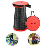 BANQUETA TELESCOPICA DOBRAVEL COM ALCA PRATICA PARA PESCA PRAIA FILA SHOW ACAMPAMENTO BOLSA PORTATIL VERMELHA