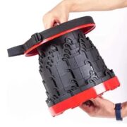 BANQUETA TELESCOPICA DOBRAVEL COM ALCA PRATICA PARA PESCA PRAIA FILA SHOW ACAMPAMENTO BOLSA PORTATIL VERMELHA - Imagem 3