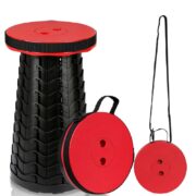 BANQUETA TELESCOPICA DOBRAVEL COM ALCA PRATICA PARA PESCA PRAIA FILA SHOW ACAMPAMENTO BOLSA PORTATIL VERMELHA - Imagem 6