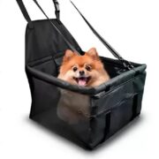 CADEIRINHA PET TRANSPORTE ASSENTO CACHORRO GATO CARRO VIAGEM PASSEIO DOBRAVEL COM BOLSO PRETA - Imagem 2