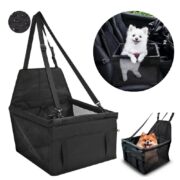 CADEIRINHA PET TRANSPORTE ASSENTO CACHORRO GATO CARRO VIAGEM PASSEIO DOBRAVEL COM BOLSO PRETA - Imagem 3