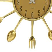 RELOGIO DE PAREDE DECORATIVO COZINHA ESTILO RETRO COM TALHERES DESIGN ELEGANTE MODERNO DOURADO LUXO - Imagem 4