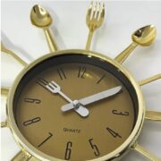 RELOGIO DE PAREDE DECORATIVO COZINHA ESTILO RETRO COM TALHERES DESIGN ELEGANTE MODERNO DOURADO LUXO - Imagem 3
