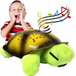 Abajur Tartaruga Pelucia 30 Cm Projetor Estrelas Led Música