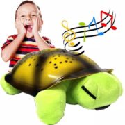 Abajur Tartaruga Pelucia 30 Cm Projetor Estrelas Led Música