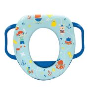 Assento Sanitário Infantil C/ Alça Trava Segurança Oval Cor Bichinhos Azul - Imagem 5